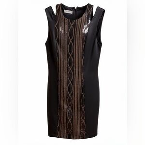 Javier Simorra Black Dress with Brown/black sequined Accents size 4